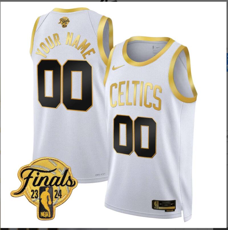 Men Boston Celtics 2024 Finals Patch Swingman Custom white NBA Jersey